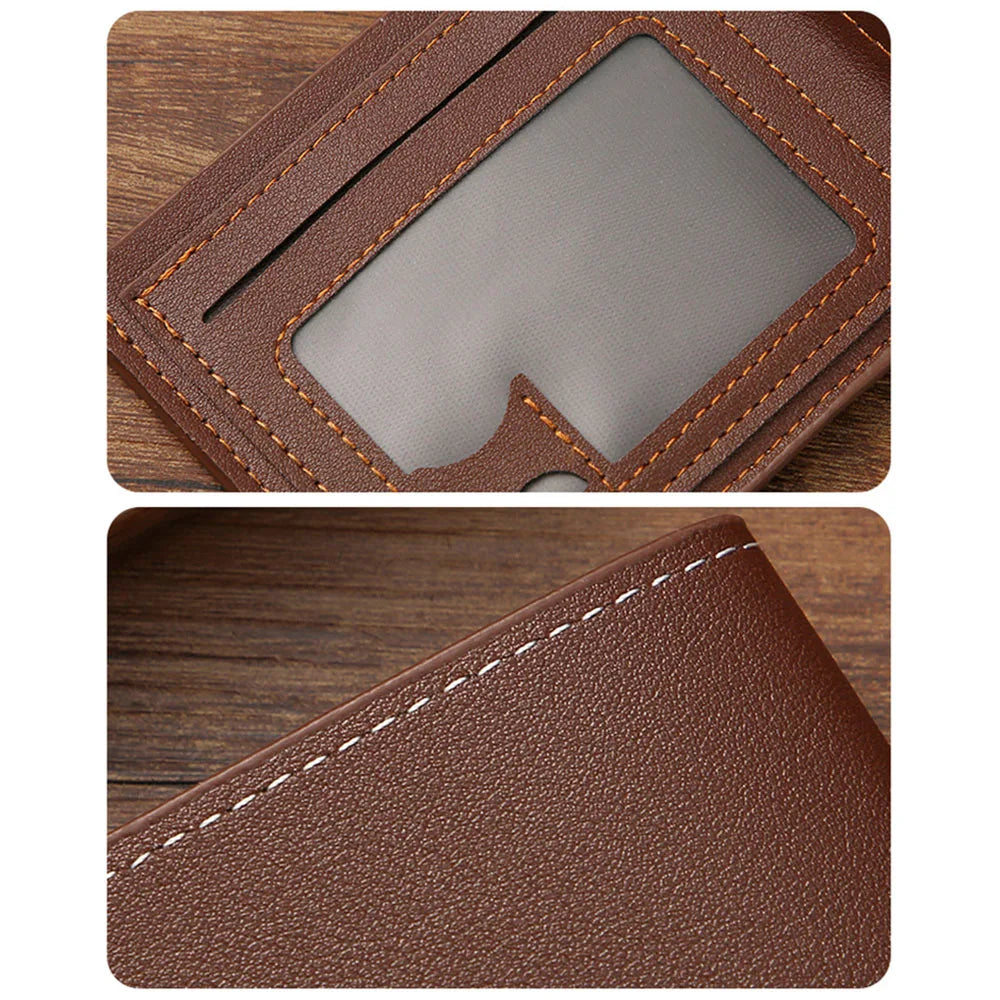 Clip de tarjeta de cuero con textura Lychee para hombre