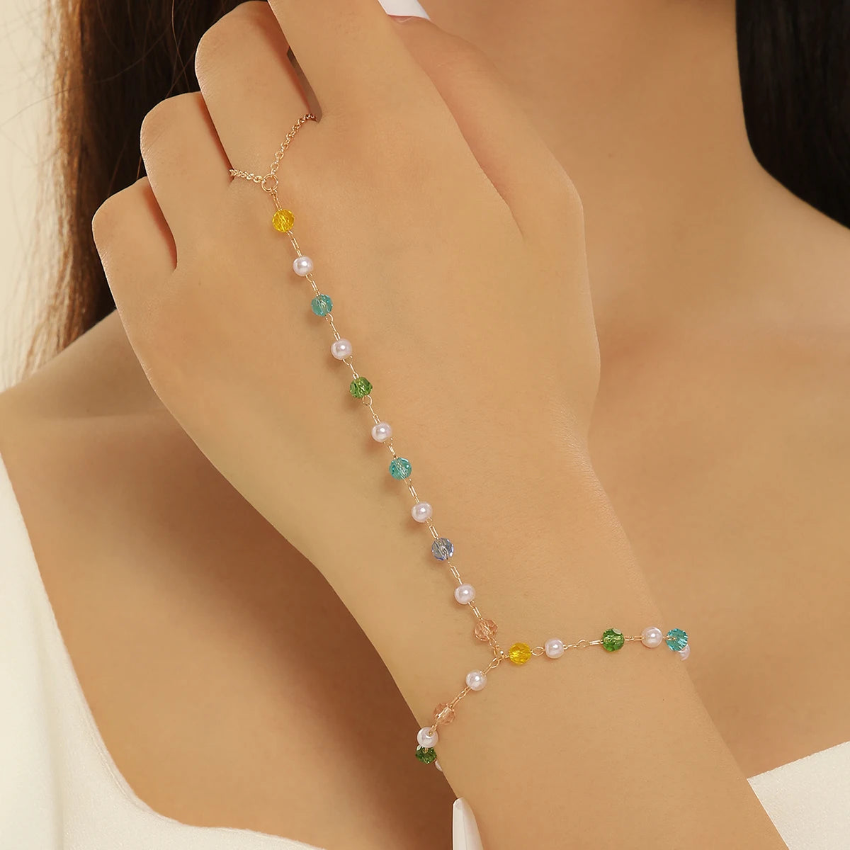 Pulsera Bohemia de Cristal Azul Vintage para Mujer