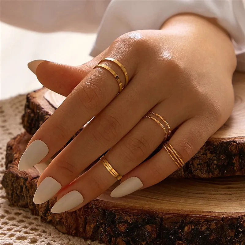 Conjunto de anillos de cristal de Color plateado para mujer
