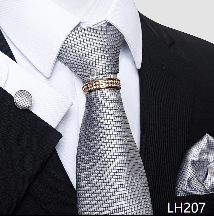 Set de Corbata Azul de Lujo para Hombre con Pañuelo y Mancuernillas