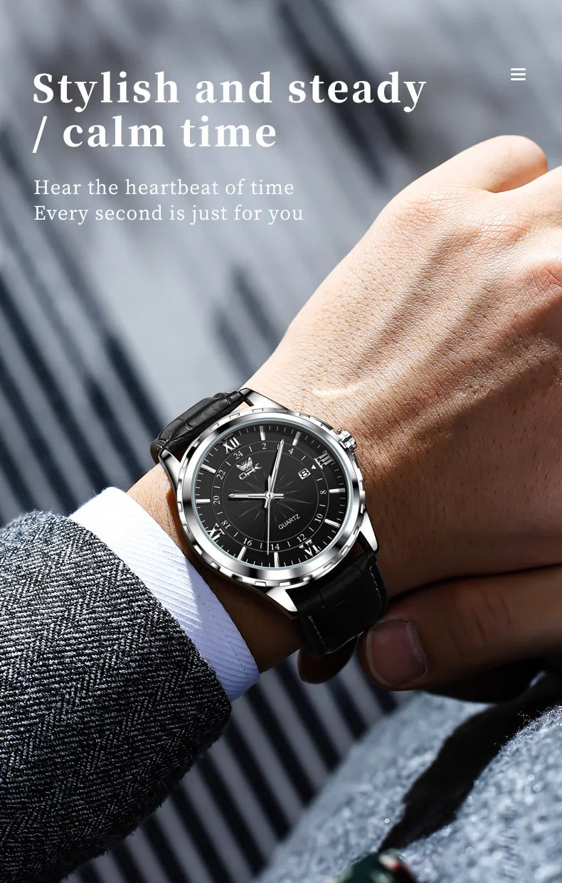 Reloj OPK para Hombre con Correa de Acero y Calendario Dual