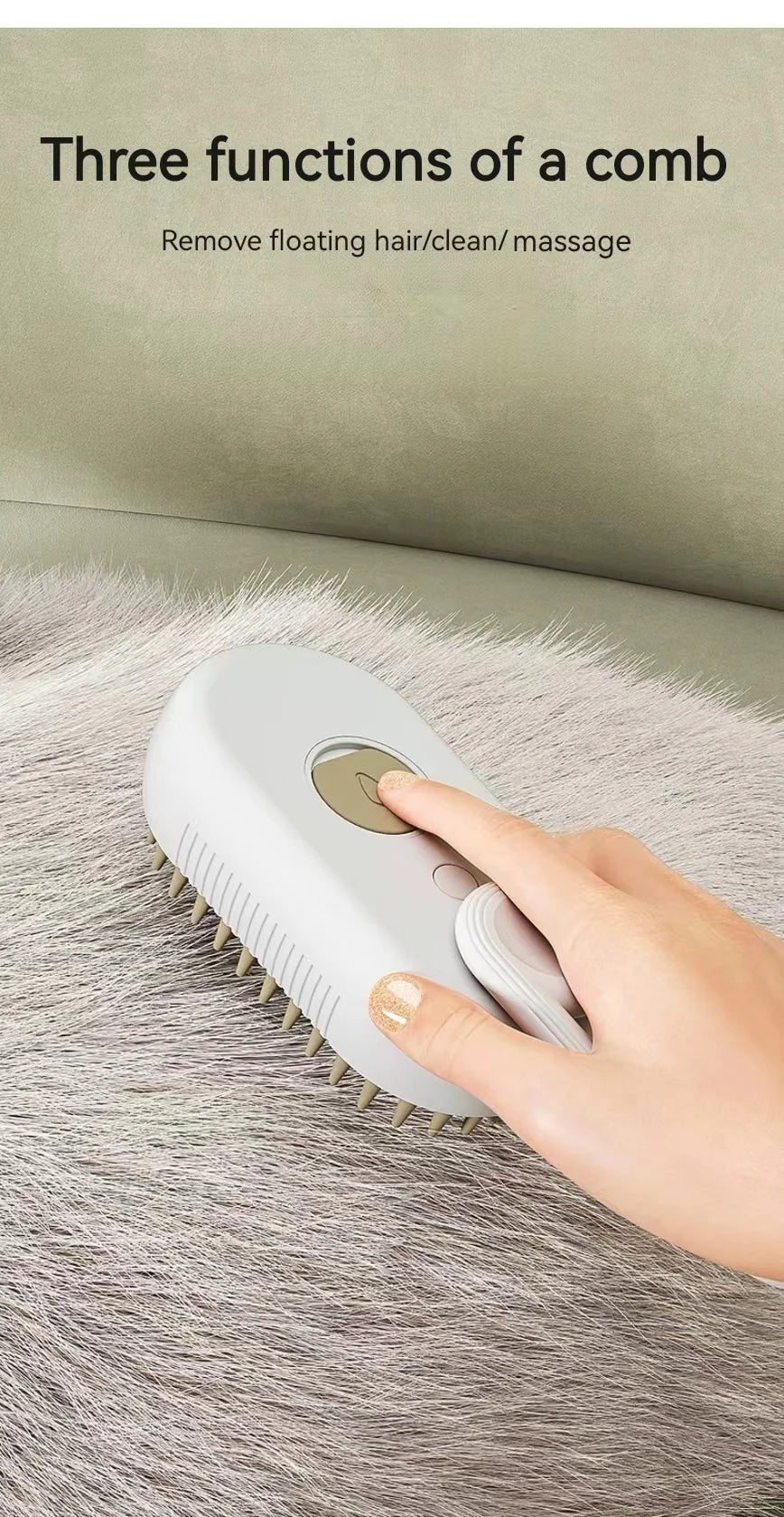 Cepillo de pelo 3 en 1 para perros y gatos, cepillo eléctrico de limpieza para mascotas
