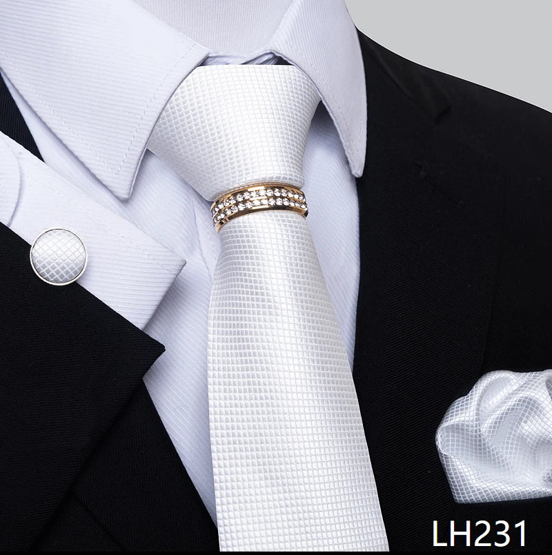Set de Corbata Azul de Lujo para Hombre con Pañuelo y Mancuernillas