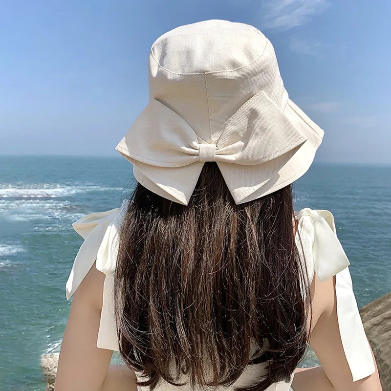 Sombrero de cubo con lazo grande para mujer,