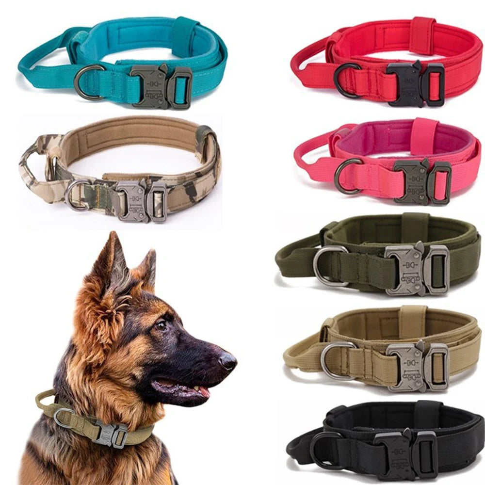 Collar y Correa Táctica Reflectante para Perros Grandes