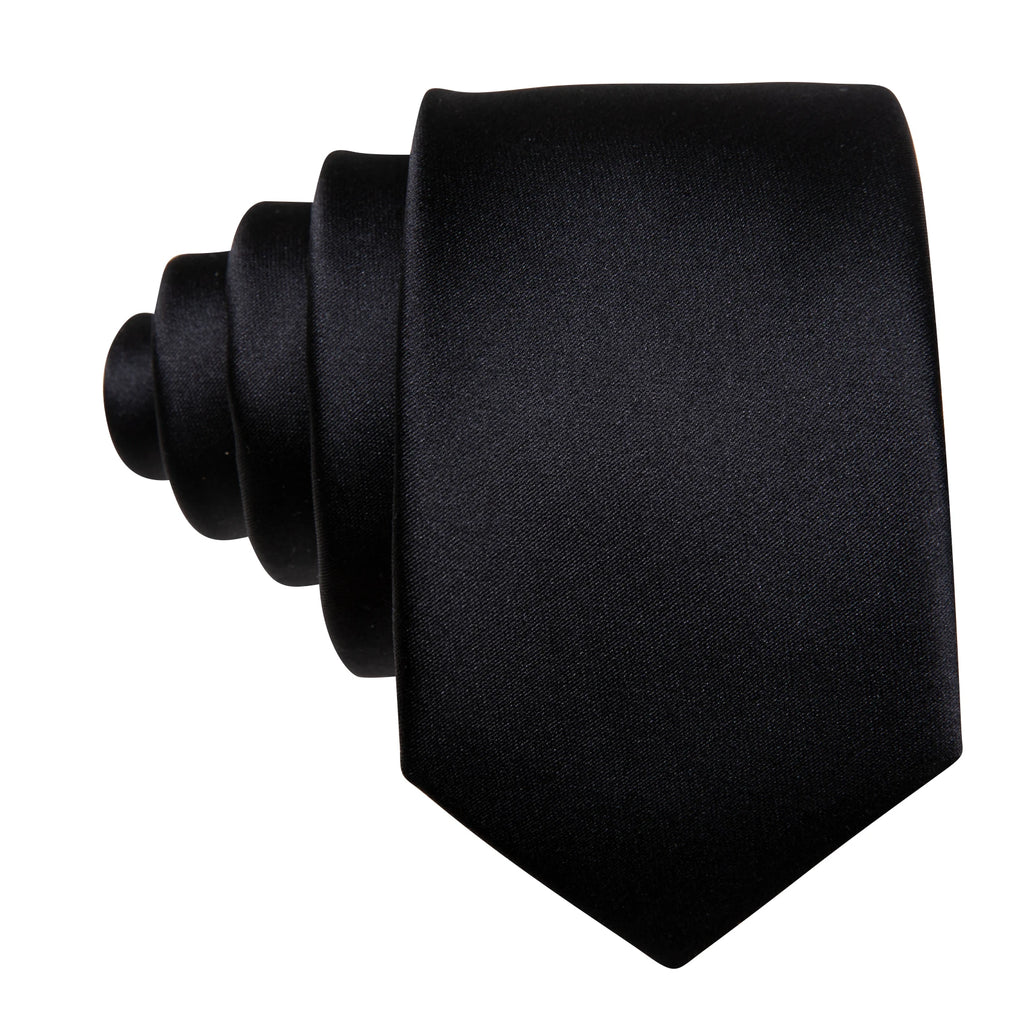 Set de Corbata Negra Elegante para Hombre con Mancuernillas y Pañuelo