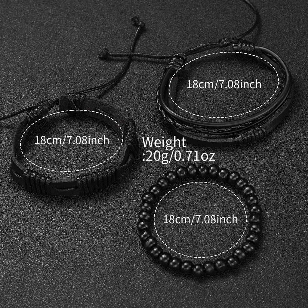 Set de Relojes para Hombre con Pulseras Vintage de Piel 4/5 Piezas