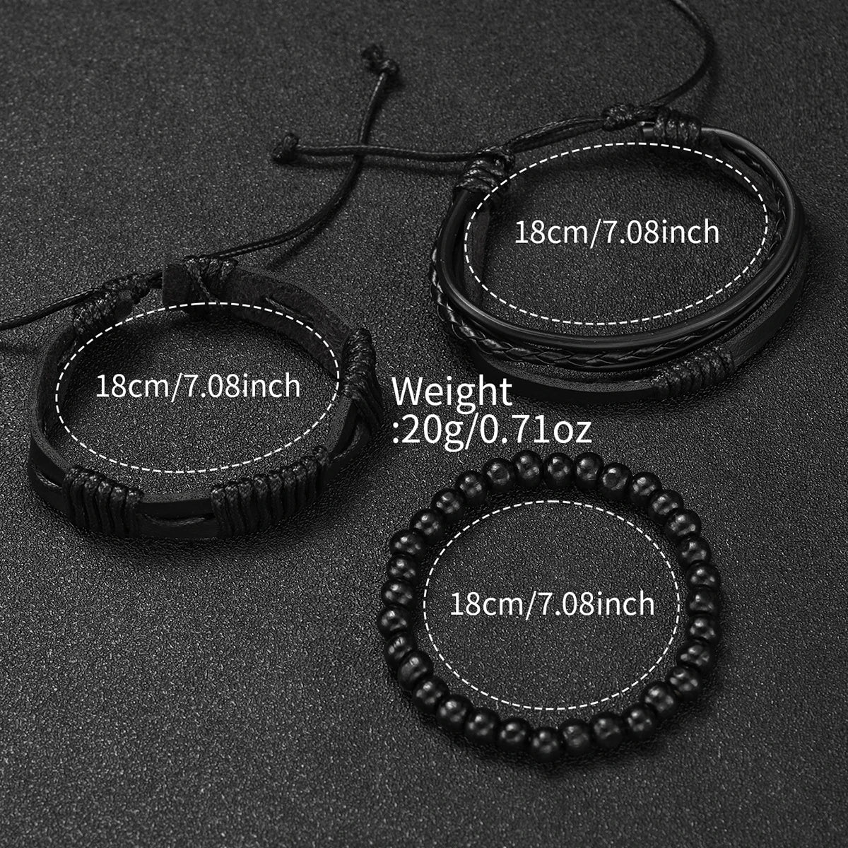 Set de Relojes para Hombre con Pulseras Vintage de Piel 4/5 Piezas