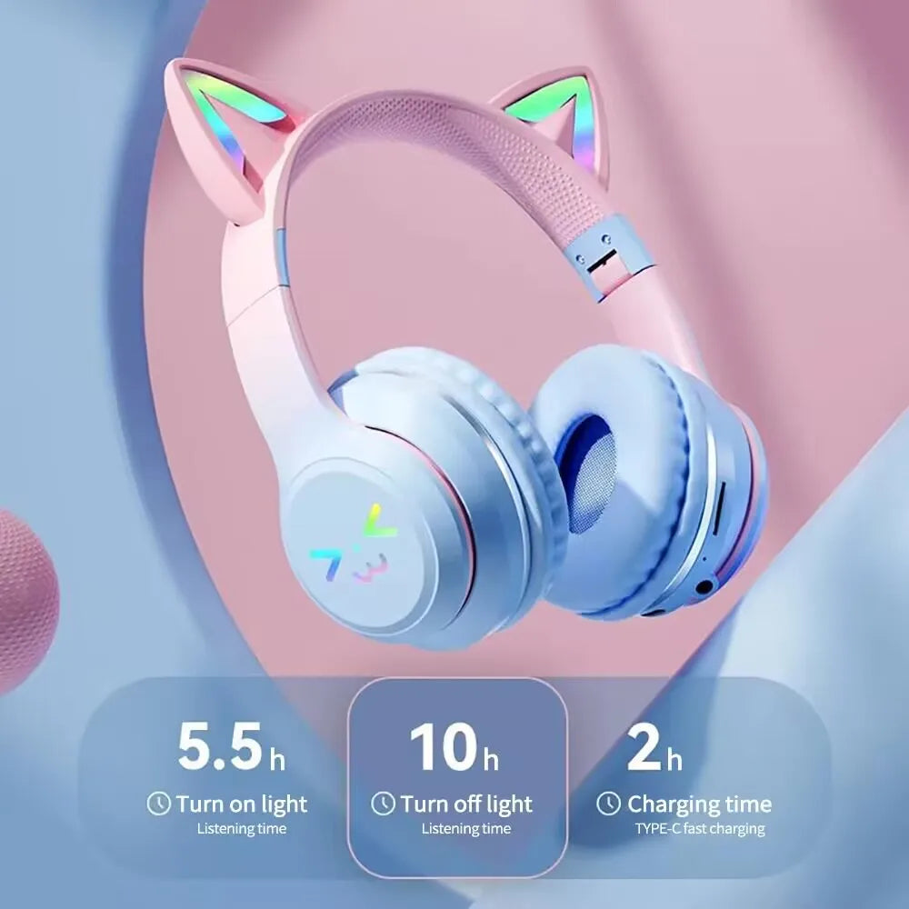 Auriculares Glow para videojuegos de gatito