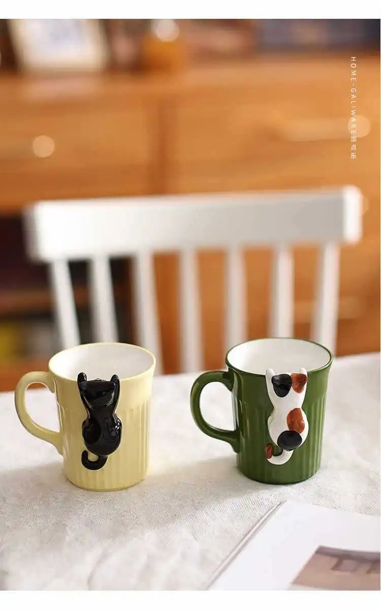 Taza de cerámica de gatito kawai