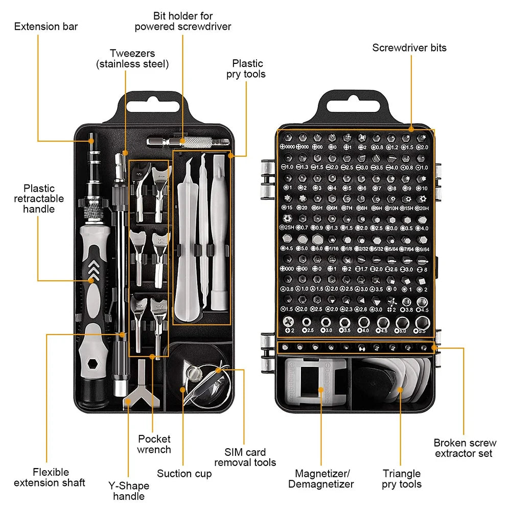 Kit de Destornilladores Magnéticos de Precisión 25/115/135/140 en 1