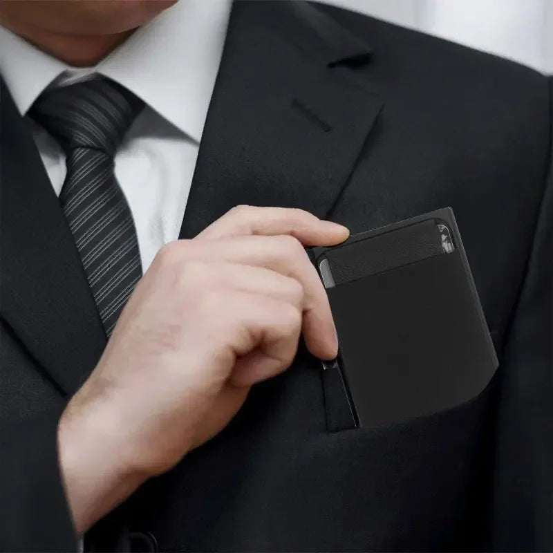 funda con tarjetero de empuje lateral para tarjetas