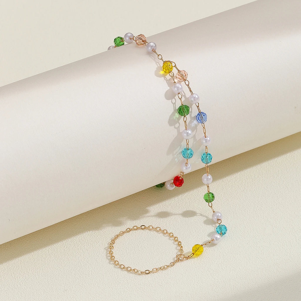 Pulsera Bohemia de Cristal Azul Vintage para Mujer