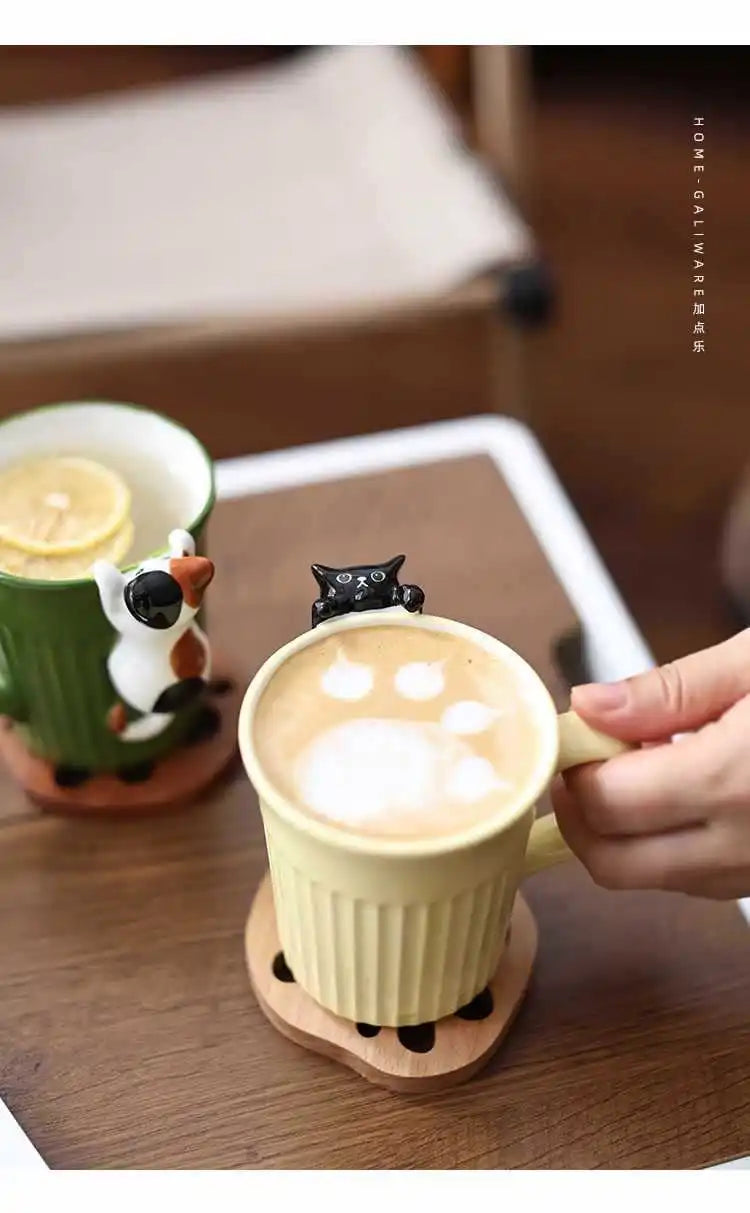 Taza de cerámica de gatito kawai