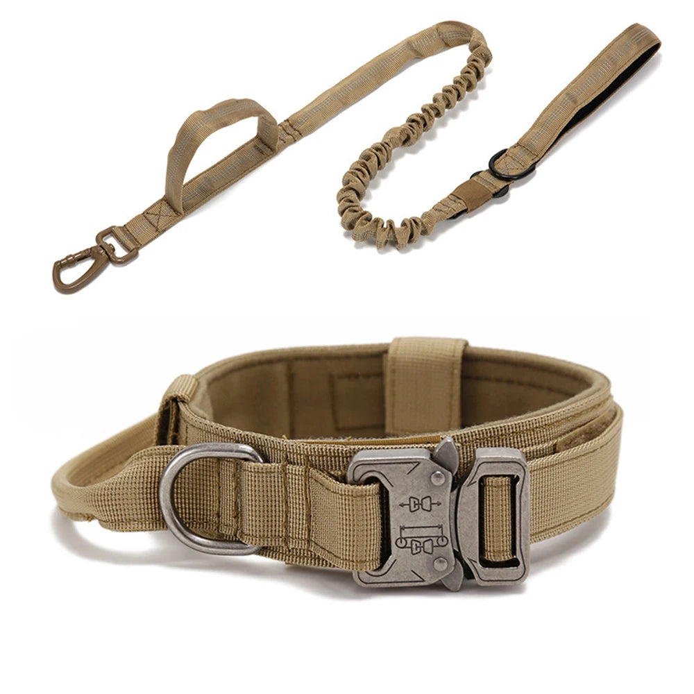 Collar y Correa Táctica Reflectante para Perros Grandes