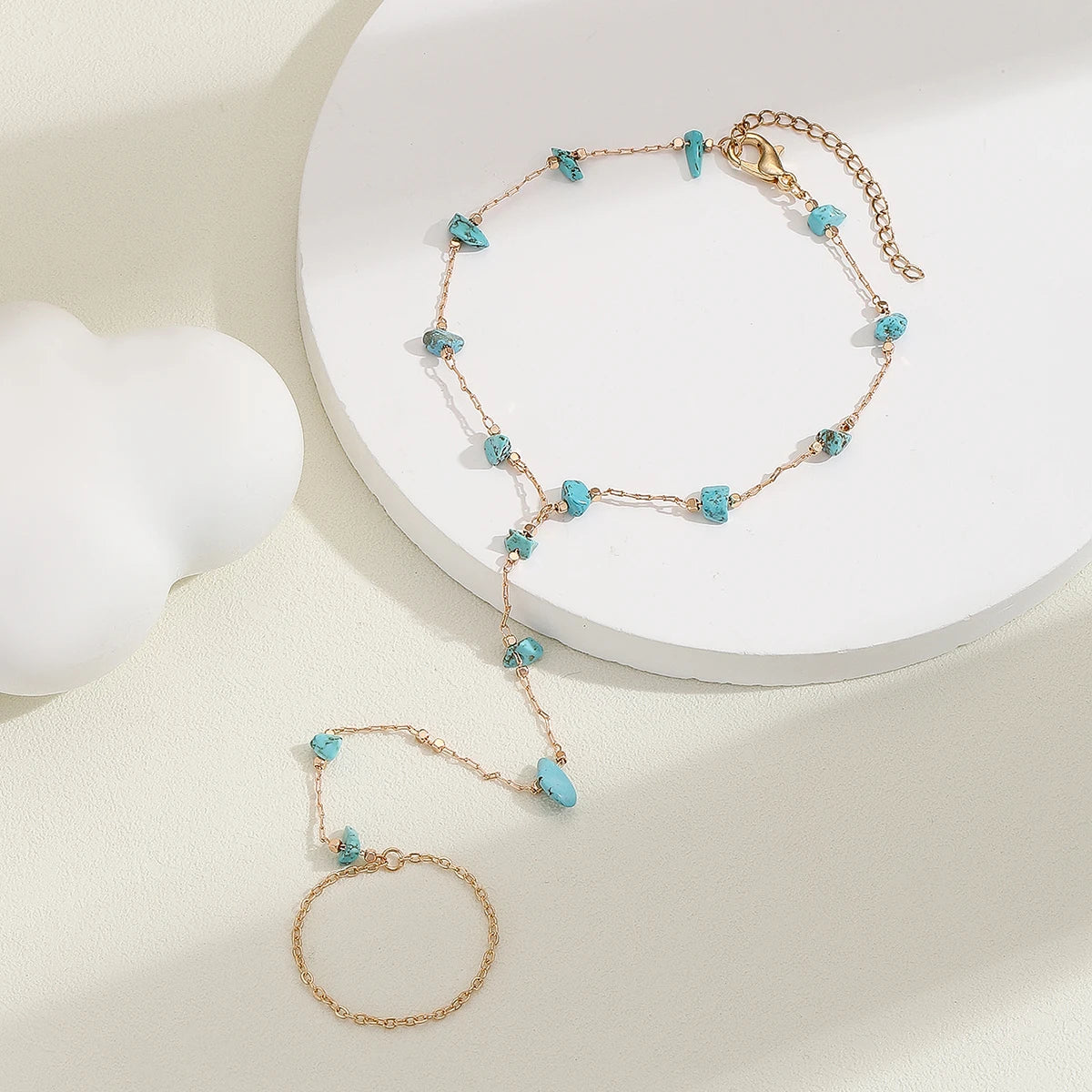 Pulsera Bohemia de Cristal Azul Vintage para Mujer