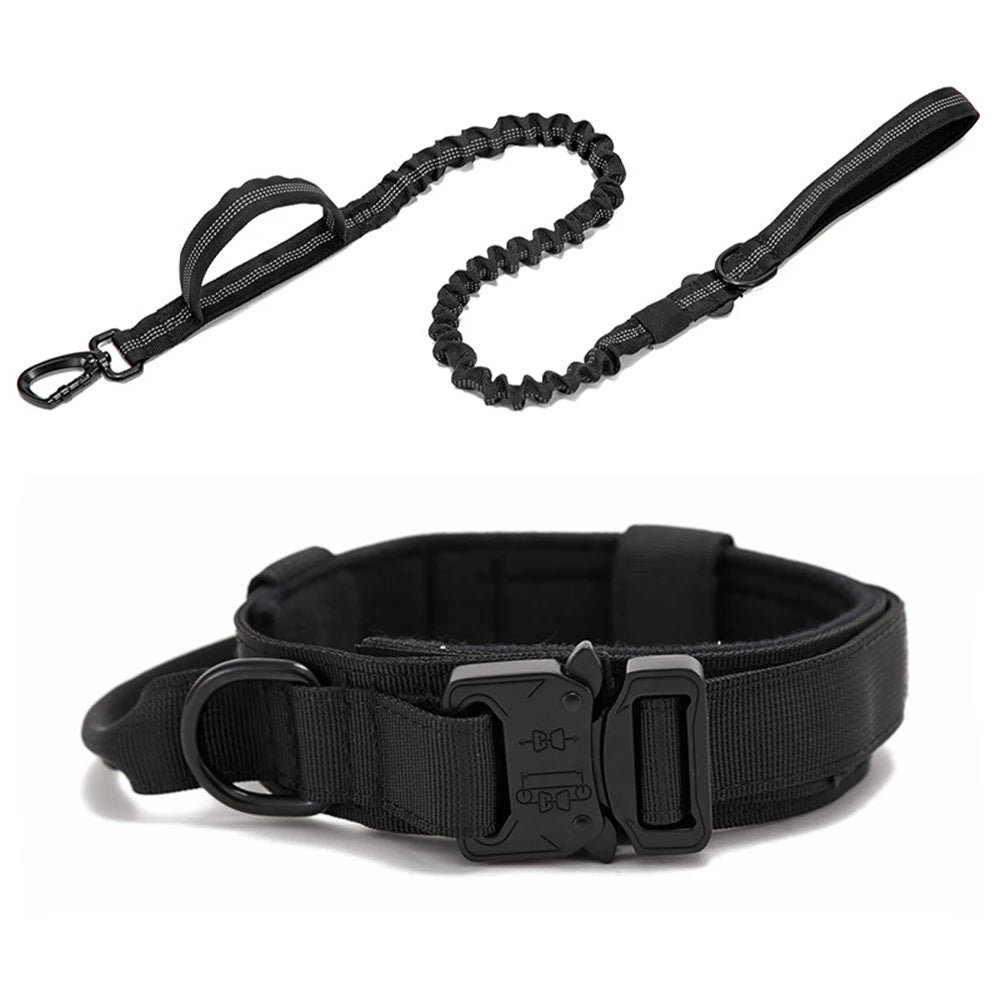 Collar y Correa Táctica Reflectante para Perros Grandes