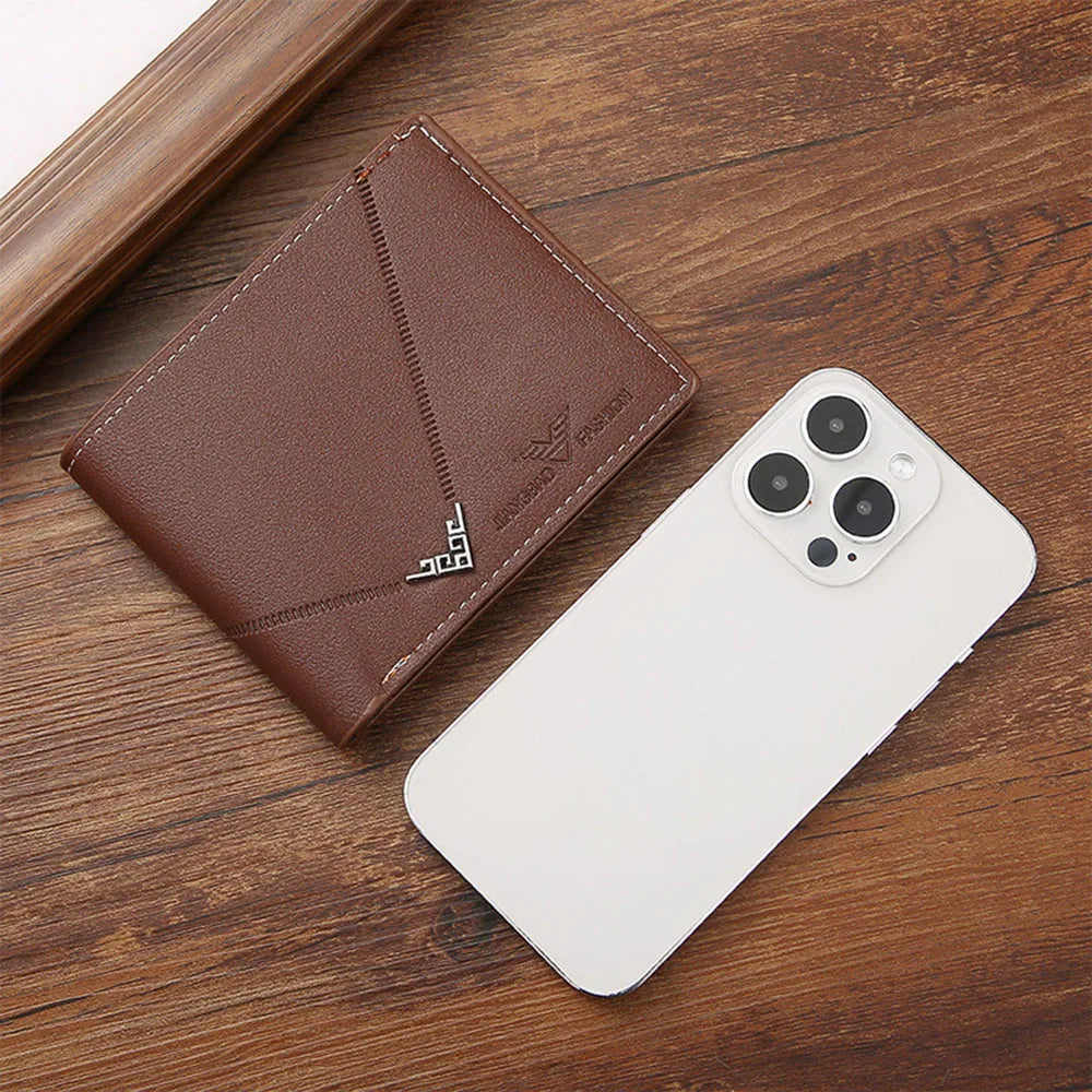 Clip de tarjeta de cuero con textura Lychee para hombre