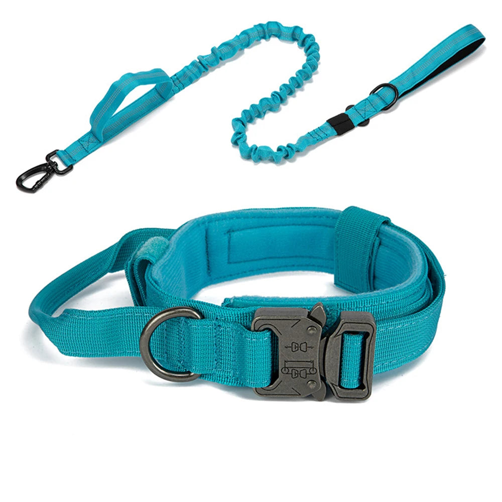 Collar y Correa Táctica Reflectante para Perros Grandes