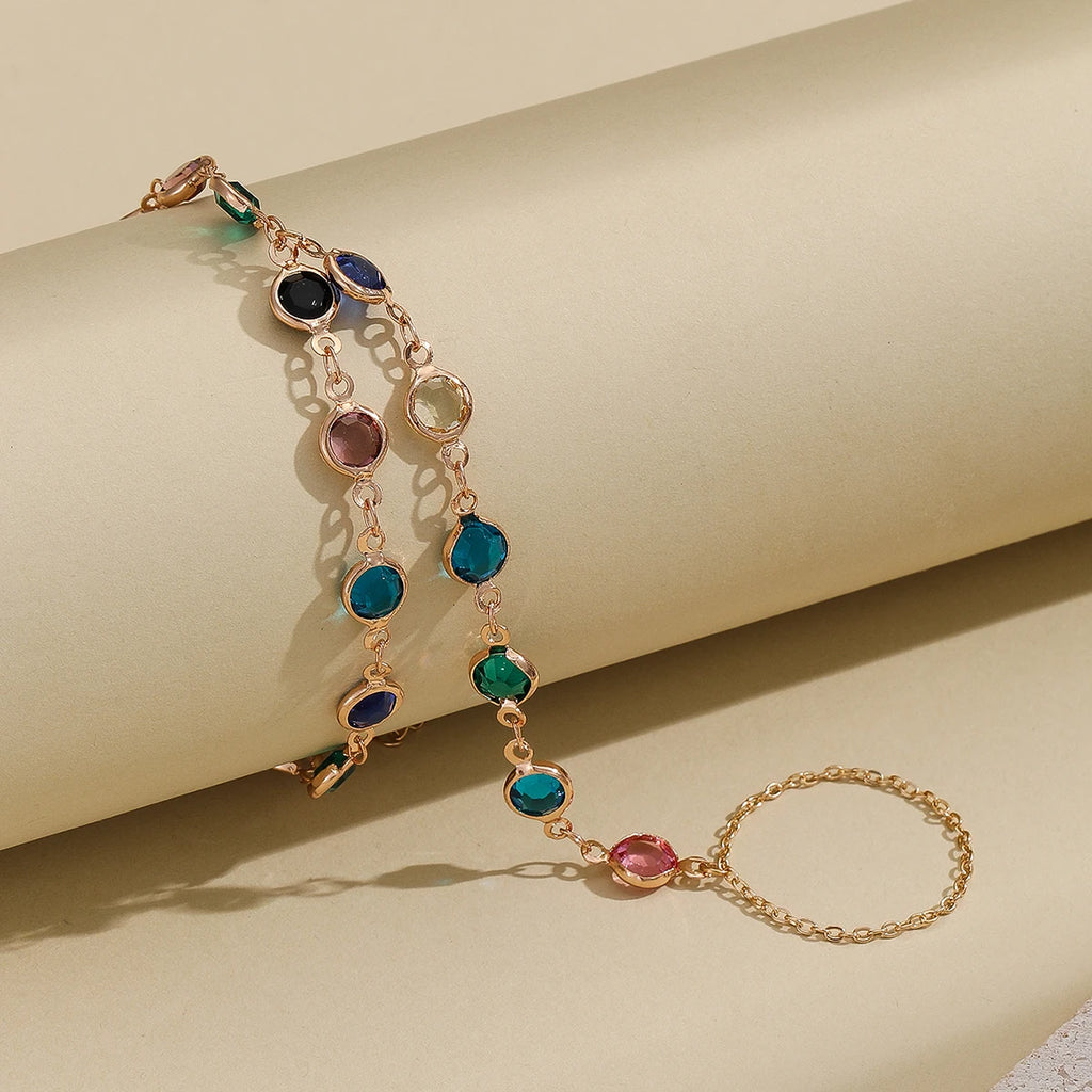 Pulsera Bohemia de Cristal Azul Vintage para Mujer