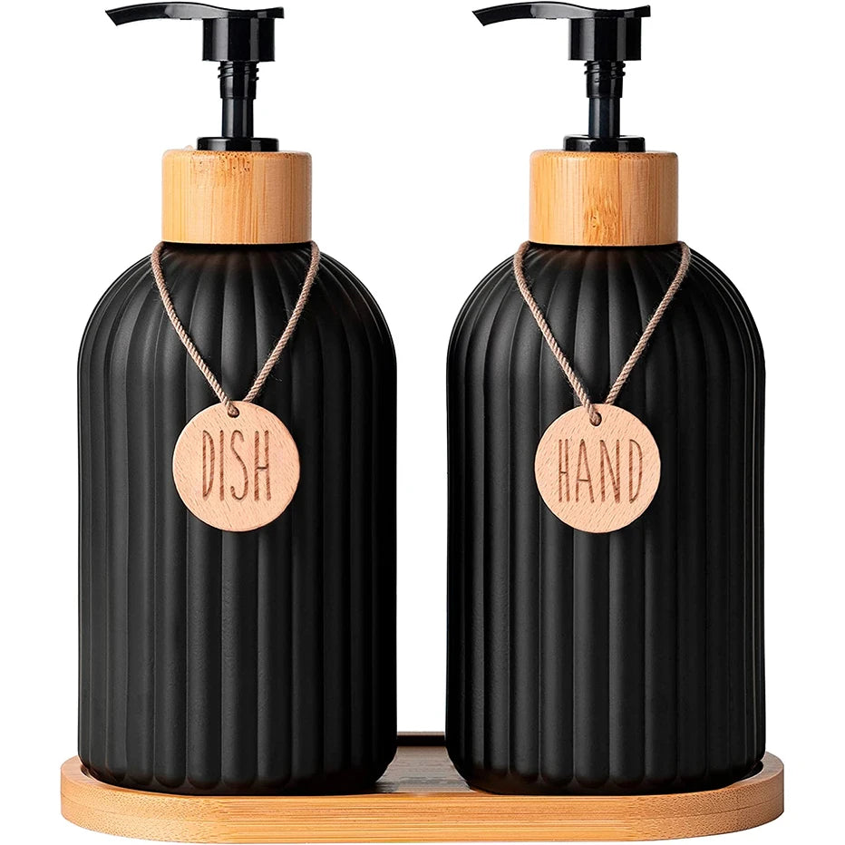 Set de Dispensadores de Jabón Negro para Cocina
