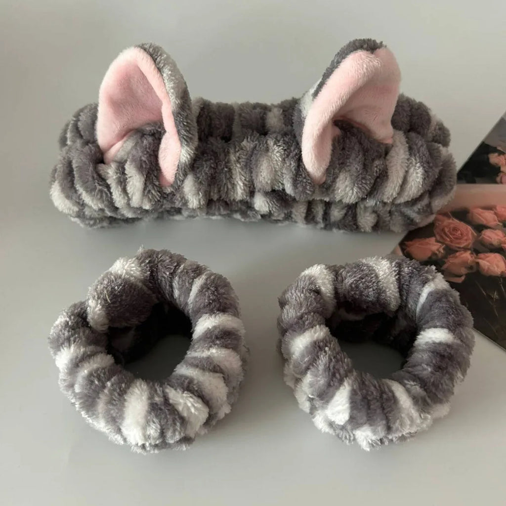 Set Spa 3 Piezas Diadema + Muñequeras Gato Leopardo