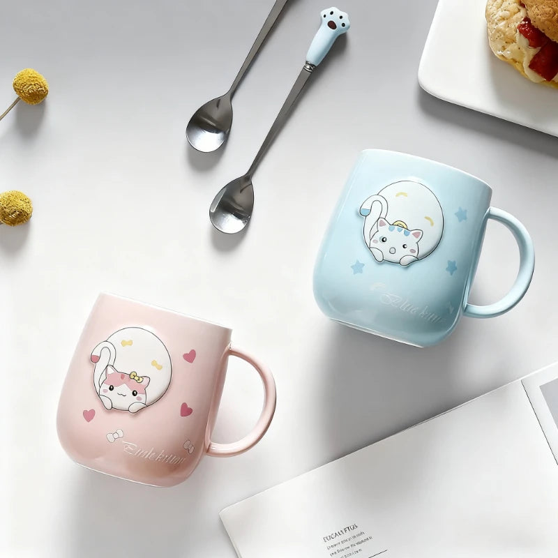 Taza de gatito con tapa y cuchara