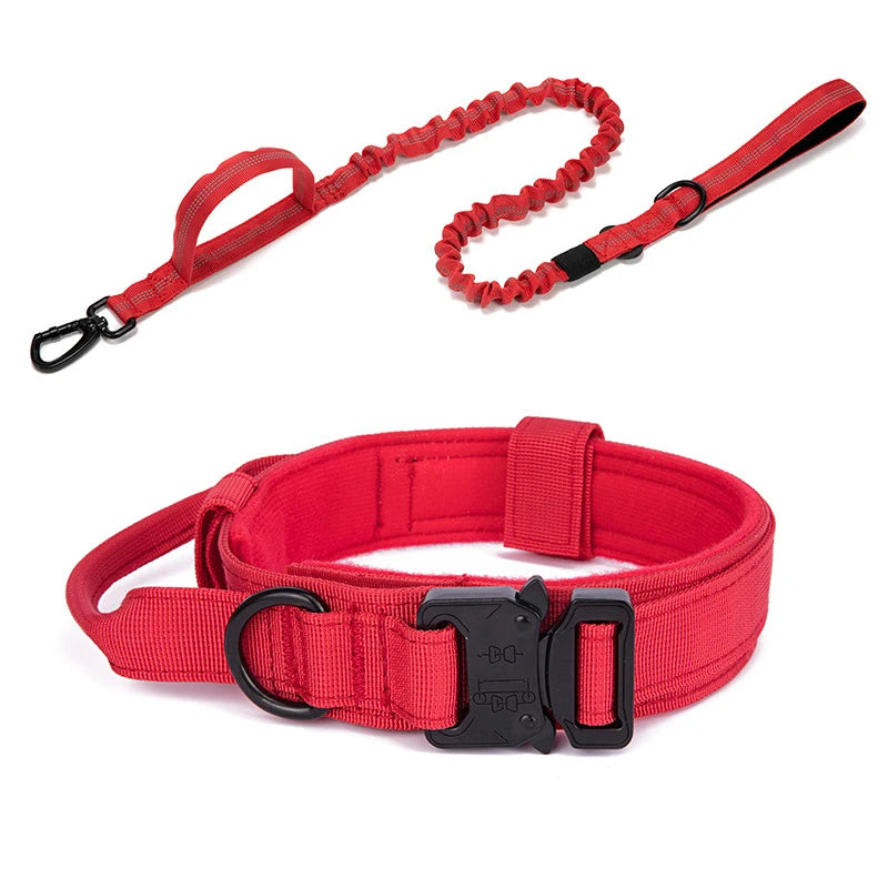 Collar y Correa Táctica Reflectante para Perros Grandes
