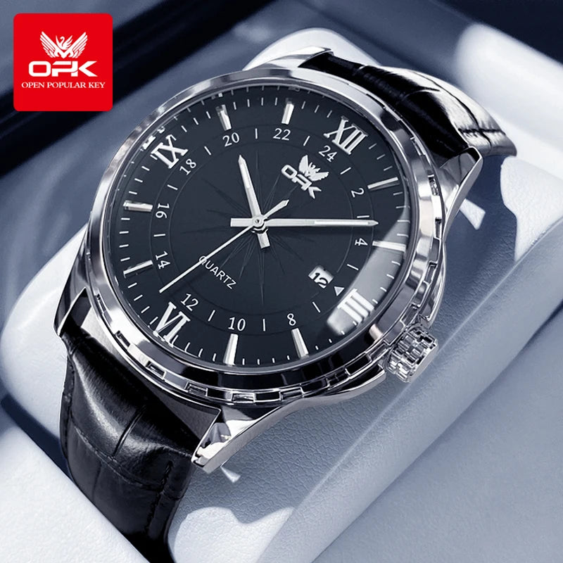 Reloj OPK para Hombre con Correa de Acero y Calendario Dual