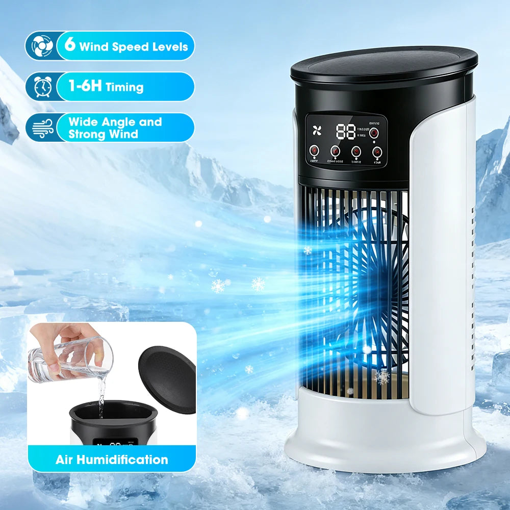 Ventilador doméstico 3 en 1, aire acondicionado portátil, y enfriador de aire de 6 velocidades
