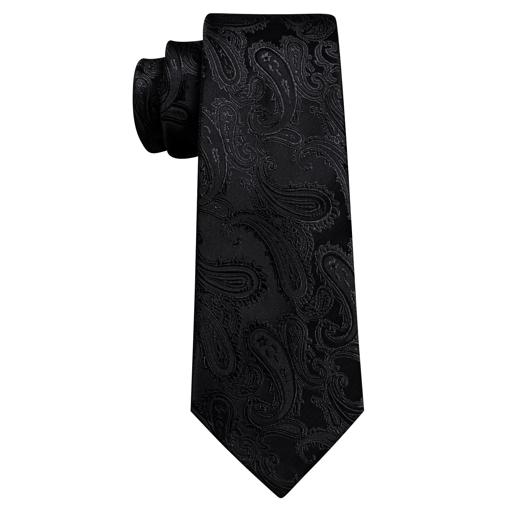Set de Corbata Negra Elegante para Hombre con Mancuernillas y Pañuelo
