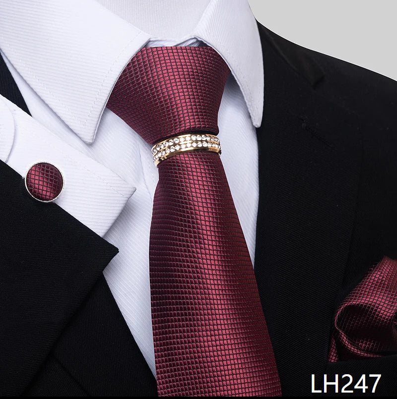 Set de Corbata Azul de Lujo para Hombre con Pañuelo y Mancuernillas