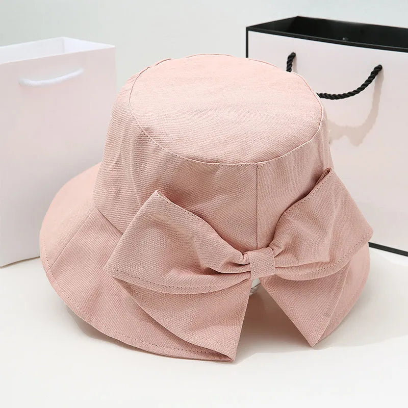 Sombrero de cubo con lazo grande para mujer,