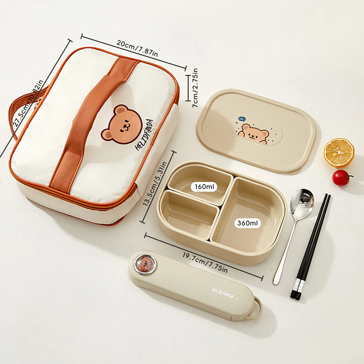 Fiambrera Bento 3 Compartimentos para Microondas