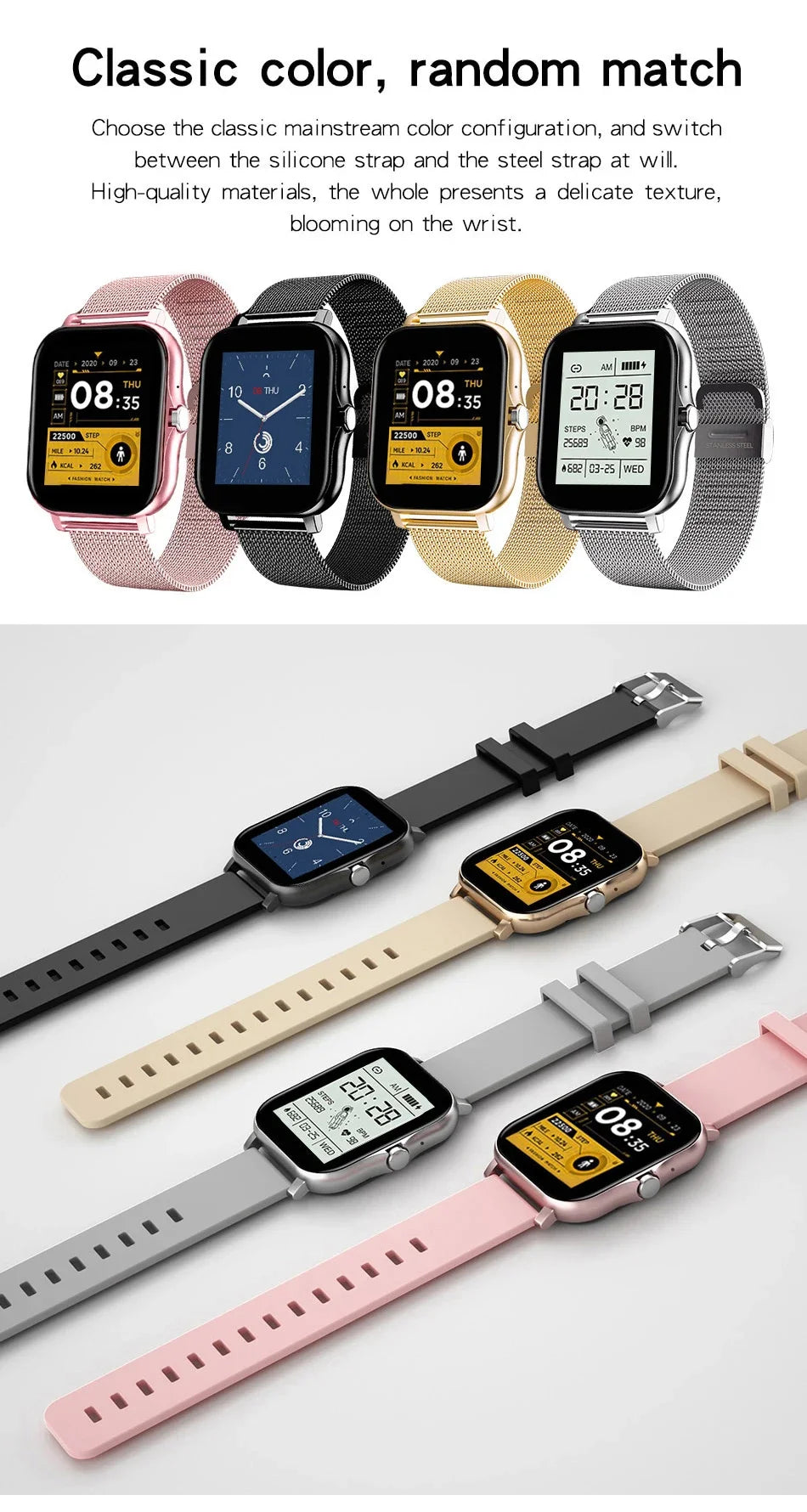 Smartwatch Bluetooth con Pantalla a Color y Monitoreo de Salud