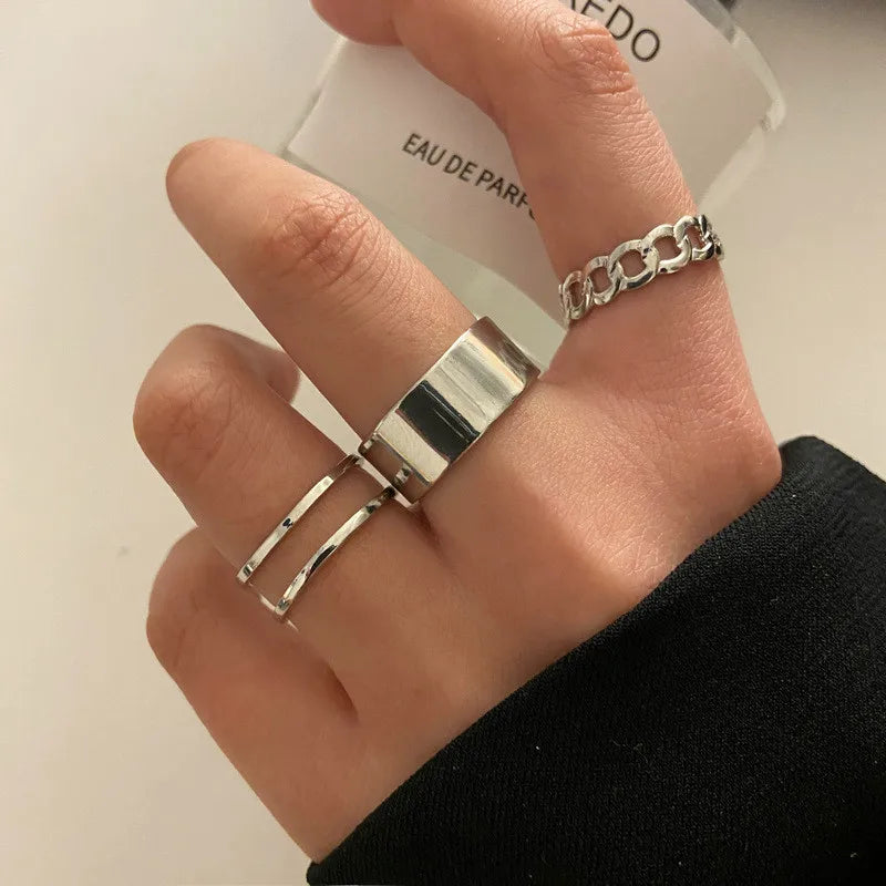Conjunto de anillos de cristal de Color plateado para mujer