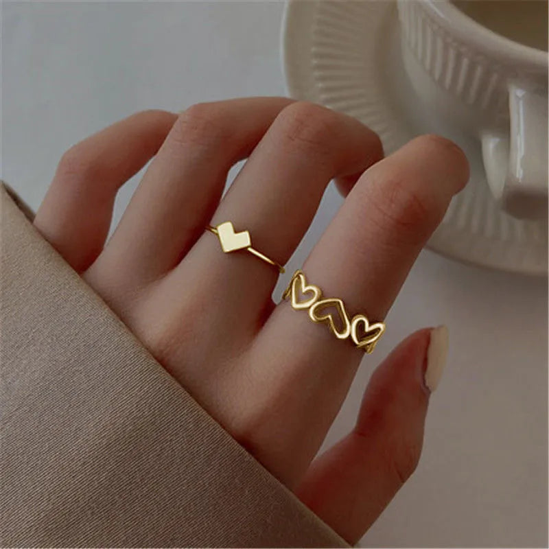 Conjunto de anillos de cristal de Color plateado para mujer