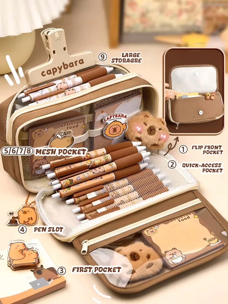 Estuche de Lápices de Tela con Diseño Kawaii,