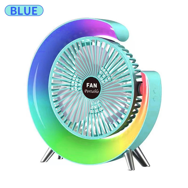Ventilador Portátil Recargable LED Multicolor