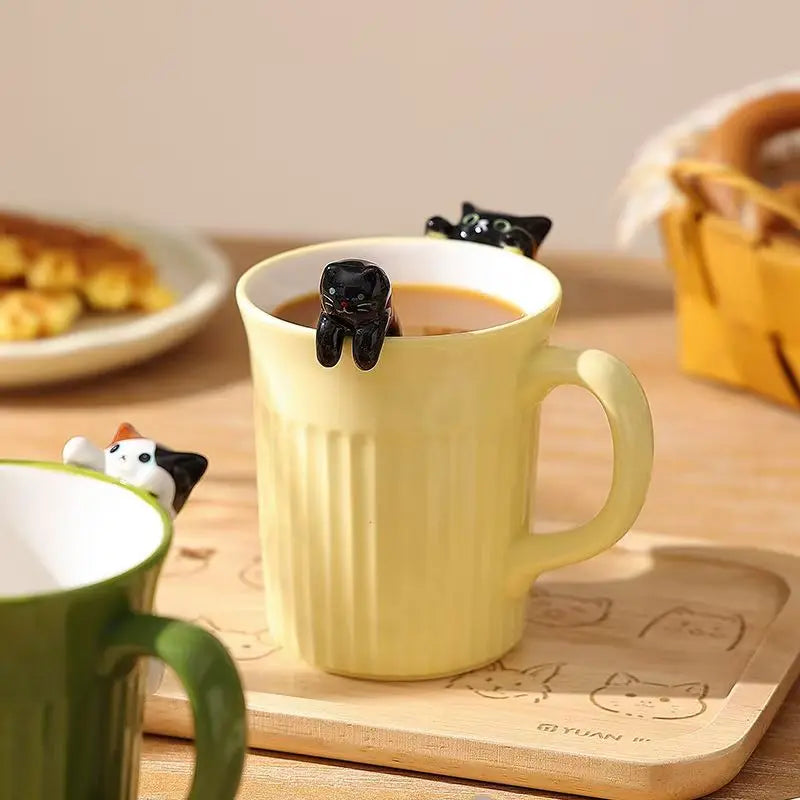 Taza de cerámica de gatito kawai