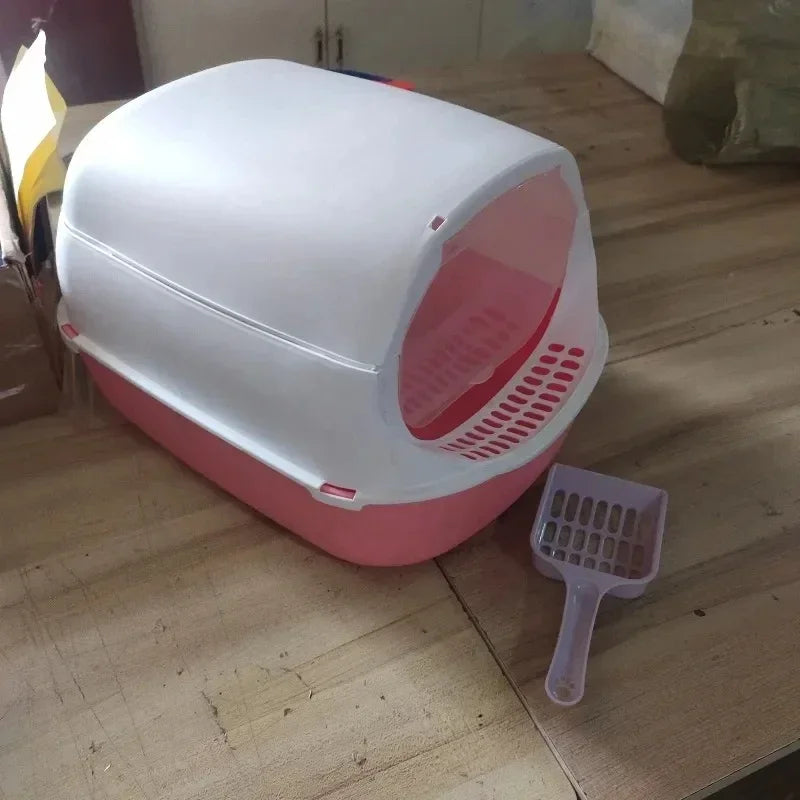 Caja de arena para gatos, bandeja semicerrada a prueba de salpicaduras