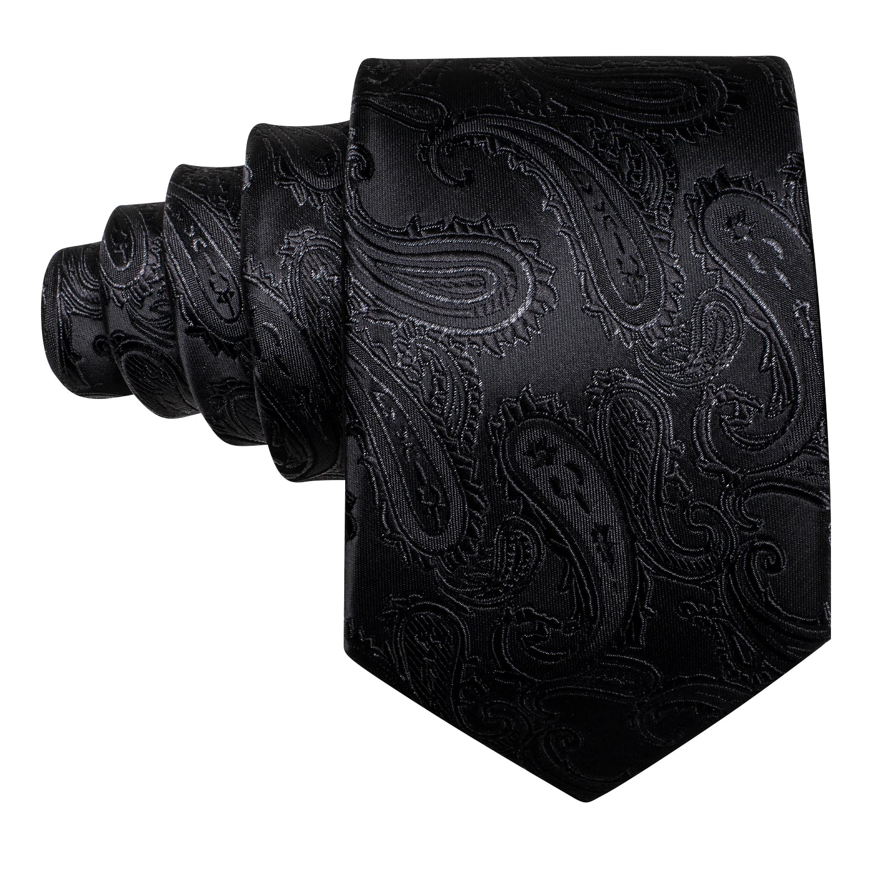 Set de Corbata Negra Elegante para Hombre con Mancuernillas y Pañuelo