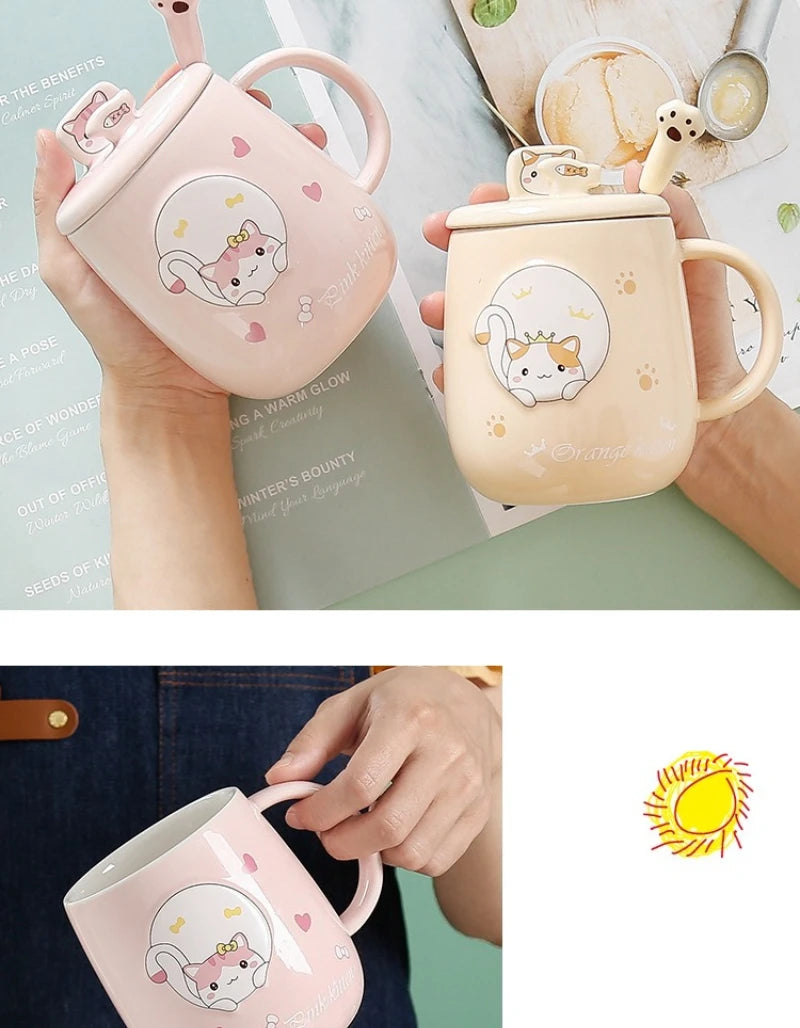 Taza de gatito con tapa y cuchara
