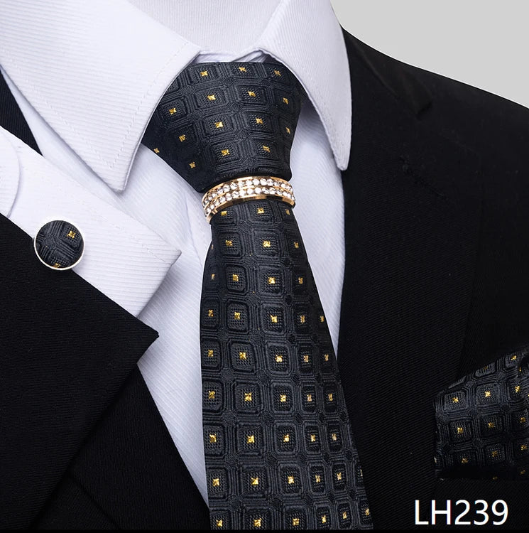Set de Corbata Azul de Lujo para Hombre con Pañuelo y Mancuernillas