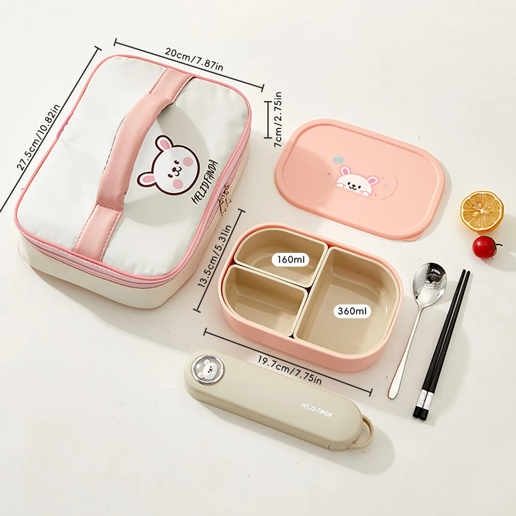 Fiambrera Bento 3 Compartimentos para Microondas