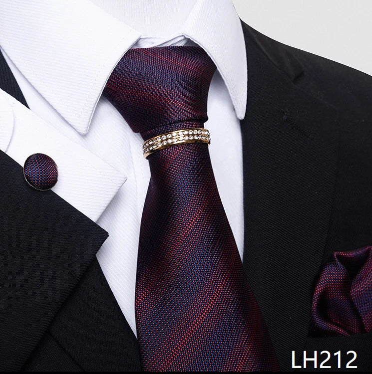 Set de Corbata Azul de Lujo para Hombre con Pañuelo y Mancuernillas