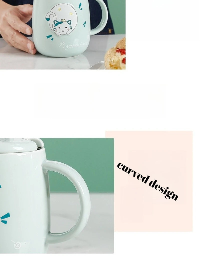 Taza de gatito con tapa y cuchara