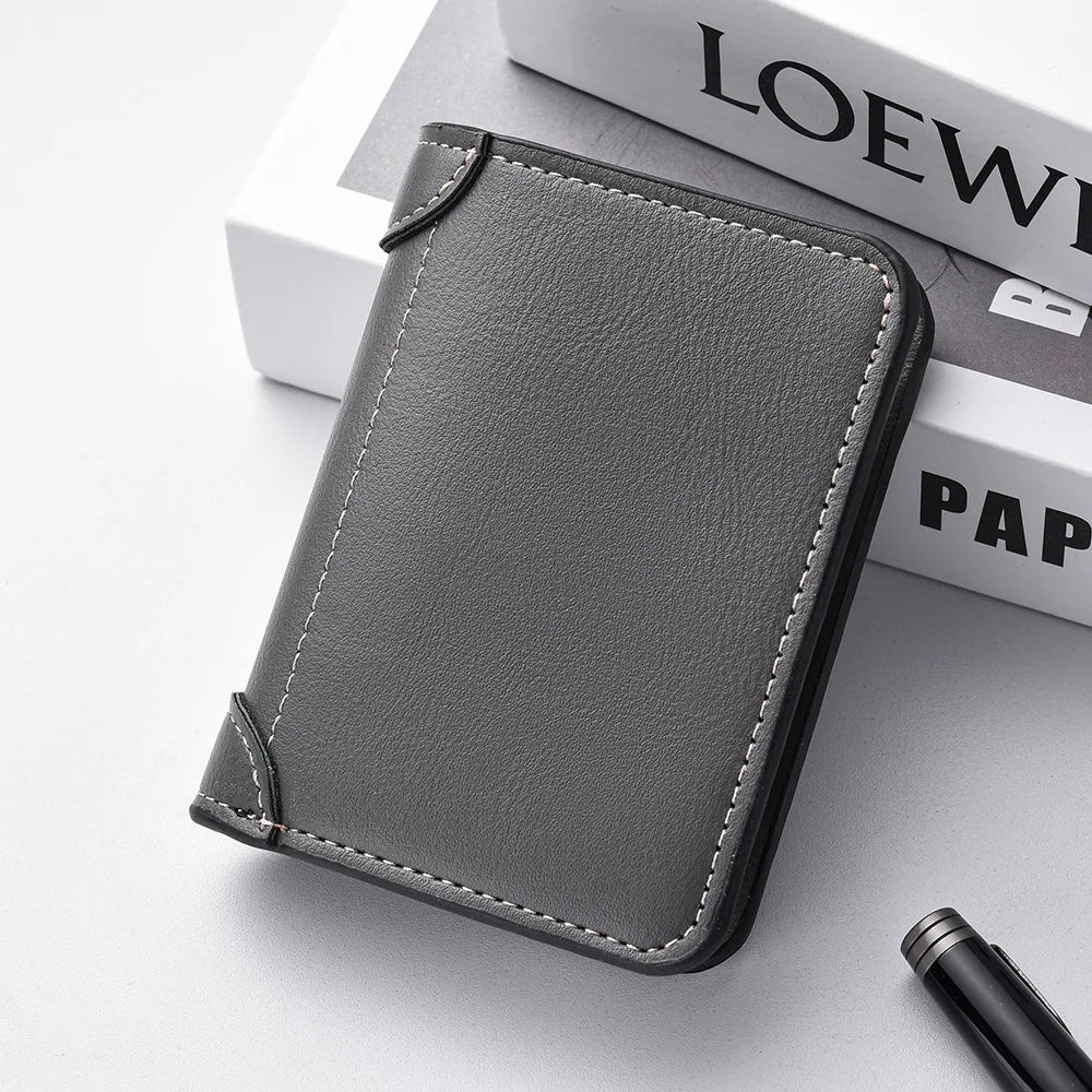 Mini billetera ultra fina de cuero, suave para tarjetas de crédito