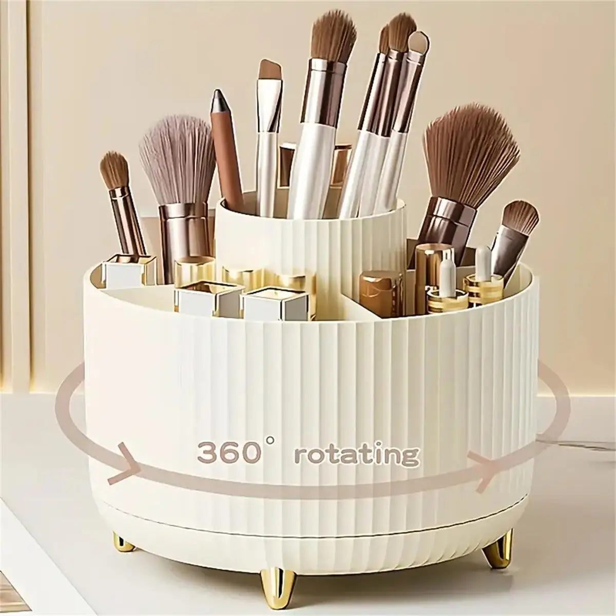 Organizador de maquillaje giratorio y almacenamiento de cosméticos