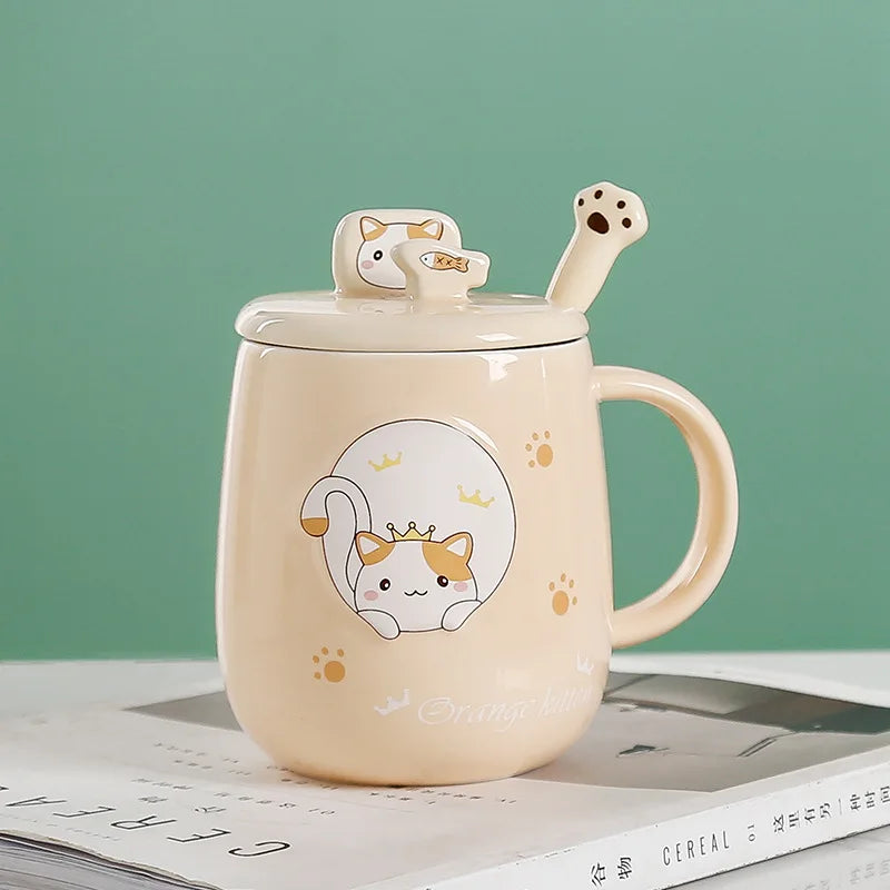 Taza de gatito con tapa y cuchara